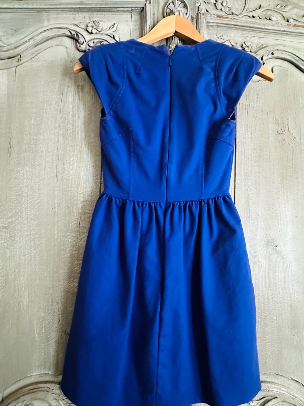 French Connection V-Neck Fit & Flare Dress in Purple Royal Blue size O - Picture 3 of 3